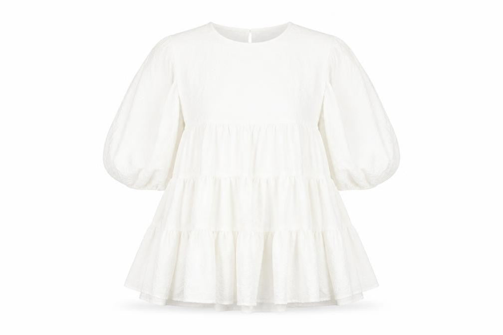 ASOS Design Women’s White Cotton Tunic Blouse UK 6 Puff Sleeve