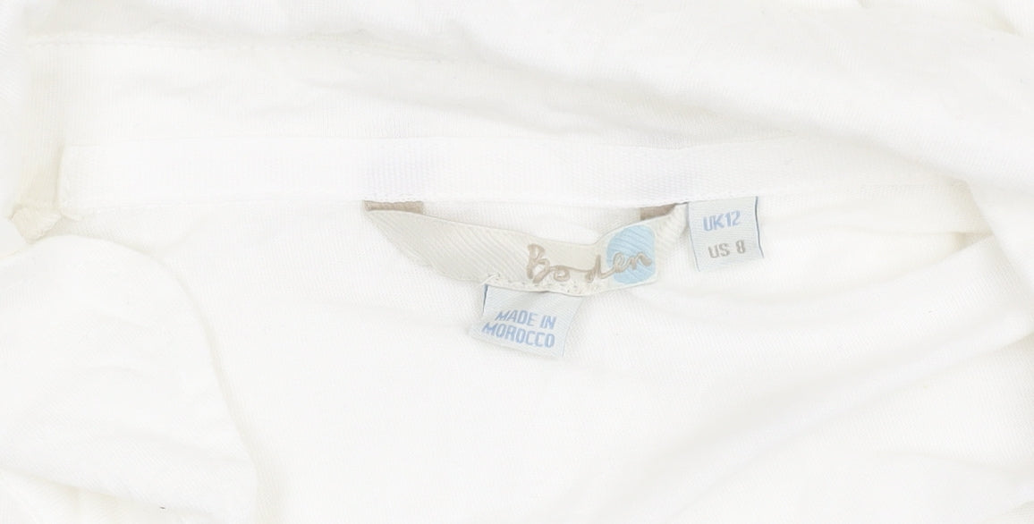 Boden Women’s White Button-Up Shirt UK 12 Long Sleeve Cotton Blend