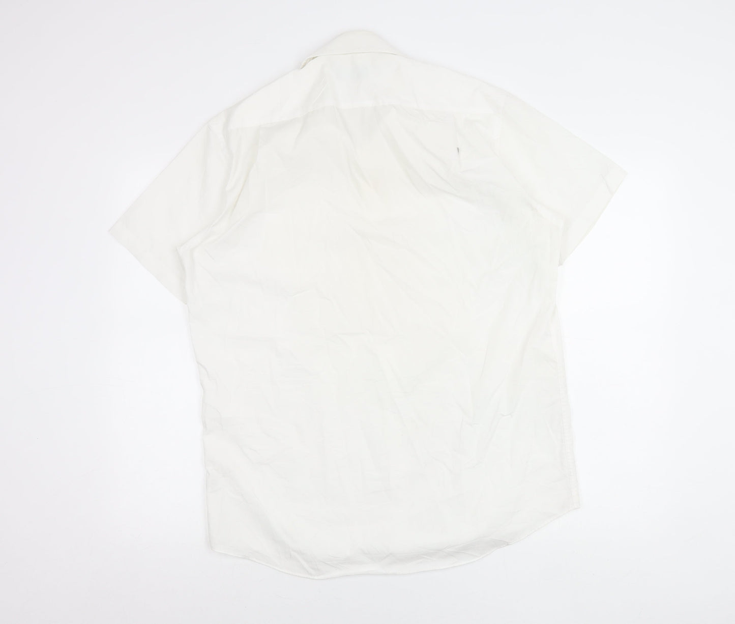 Thomas Nash Men’s White Short Sleeve Button-Up Shirt 15.5in 39.5cm