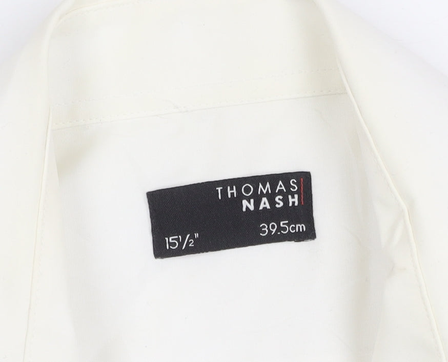 Thomas Nash Men’s White Short Sleeve Button-Up Shirt 15.5in 39.5cm