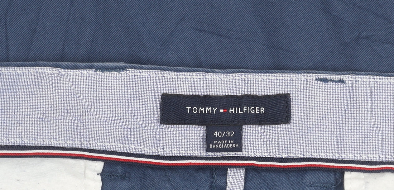Tommy Hilfiger Men’s Blue Chino Trousers Size 40/32 Cotton Straight Fit