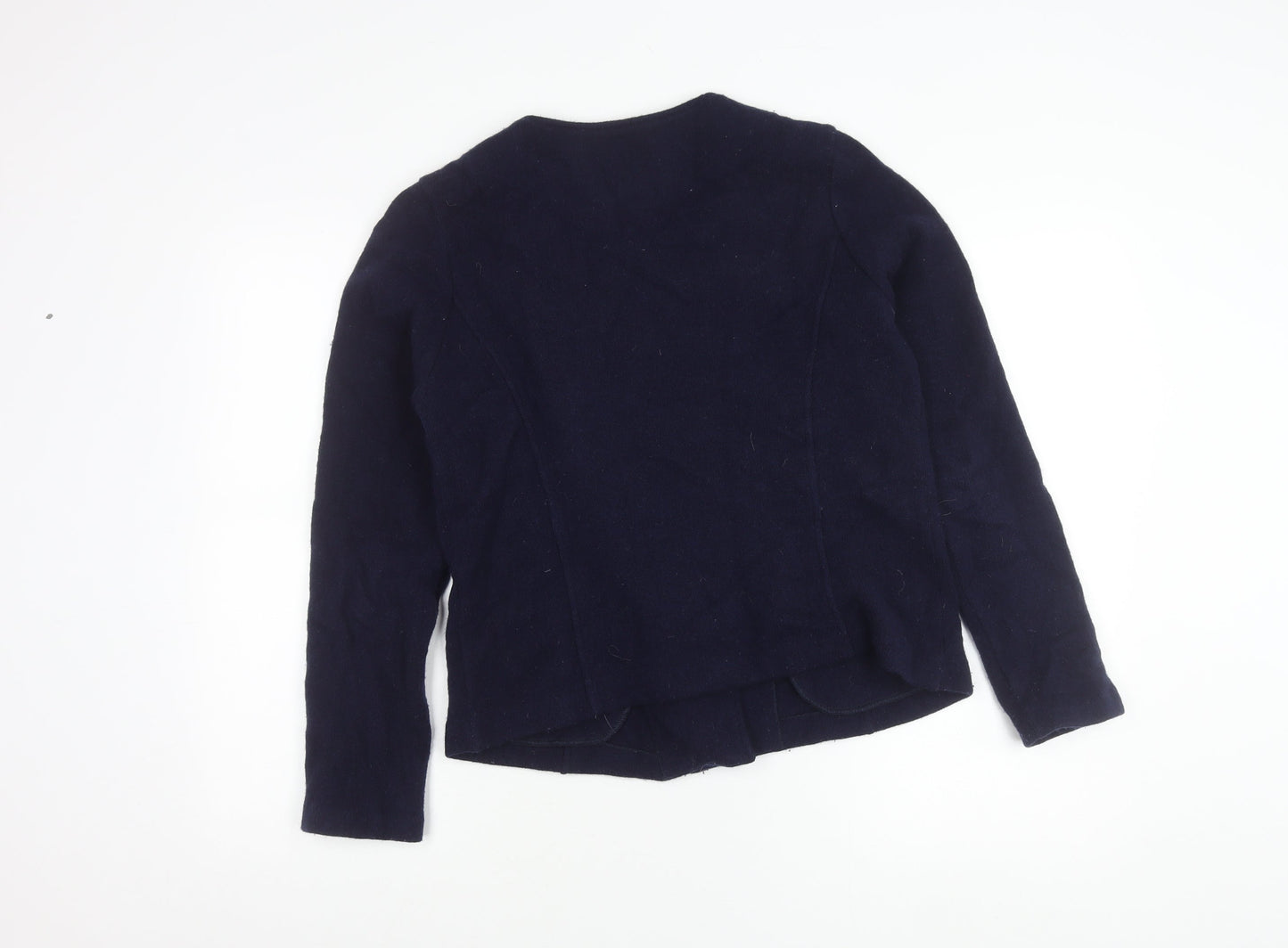 Laura Ashley Women’s Blue Wool Biker Jacket UK 12 Zip Pockets
