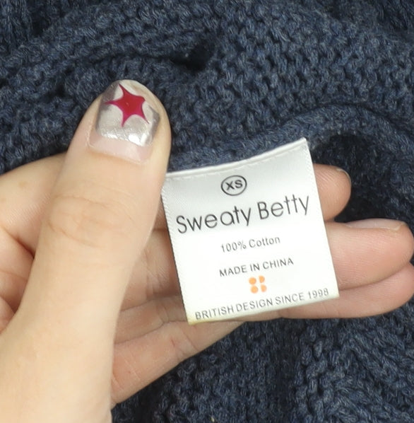 Sweaty Betty Women’s Blue XS Open-Knit Crew Neck Cotton Jumper