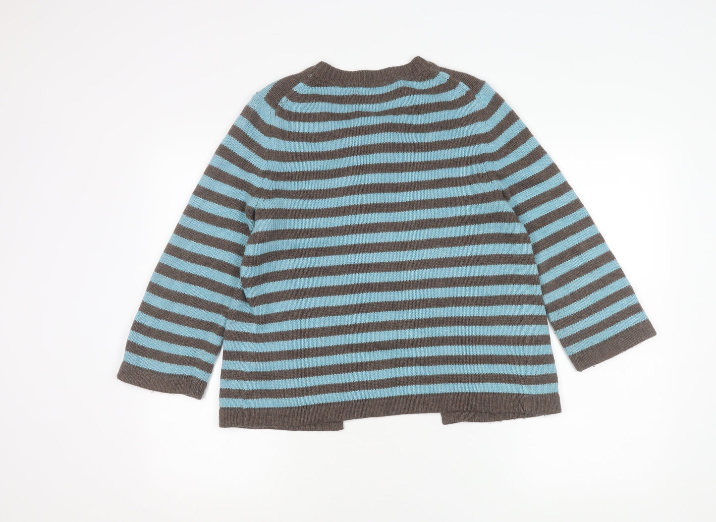 Boden Women’s Blue Brown Striped Cardigan Size 10 Cotton Blend