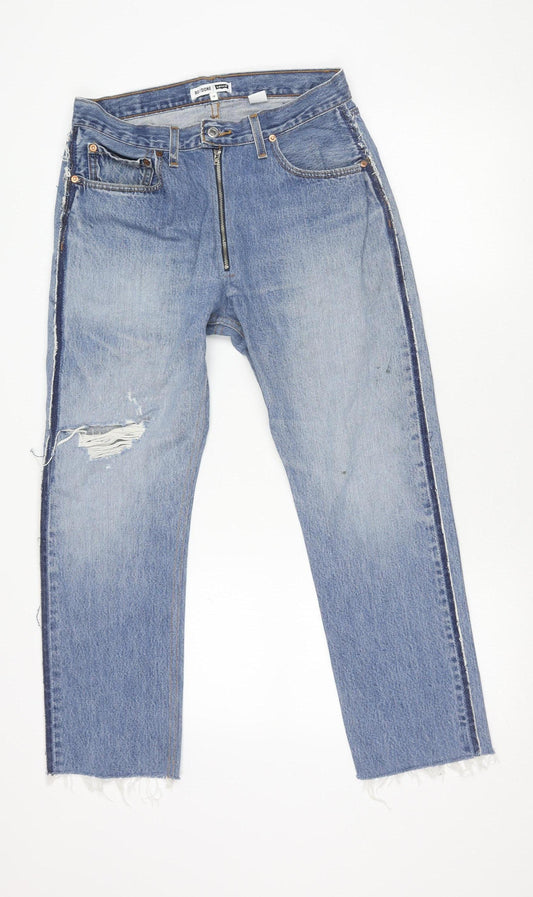 RE/DONE Levi’s Women Blue 29 Straight Leg Distressed High Rise Jeans