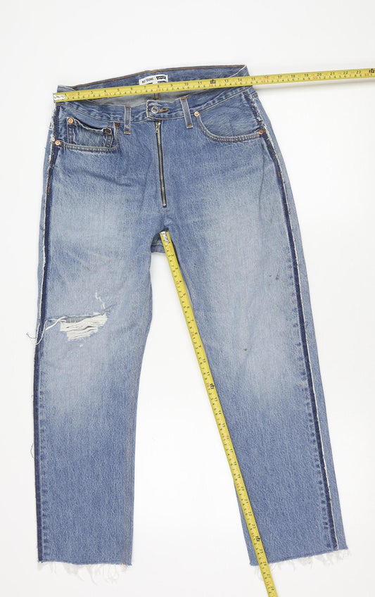 RE/DONE Levi’s Women Blue 29 Straight Leg Distressed High Rise Jeans