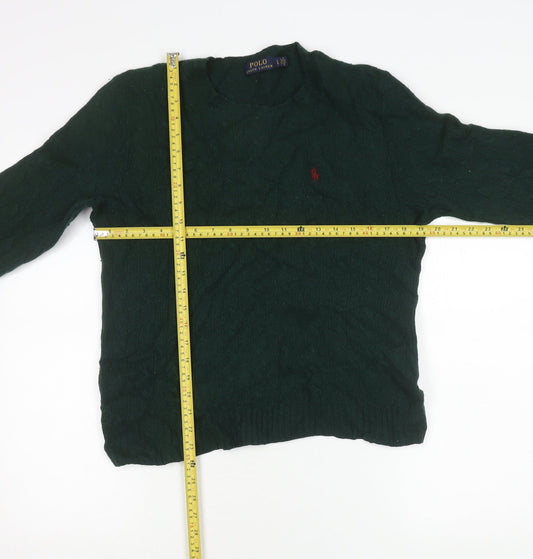 Ralph Lauren Womens Green Cable-Knit Merino Cashmere Jumper L
