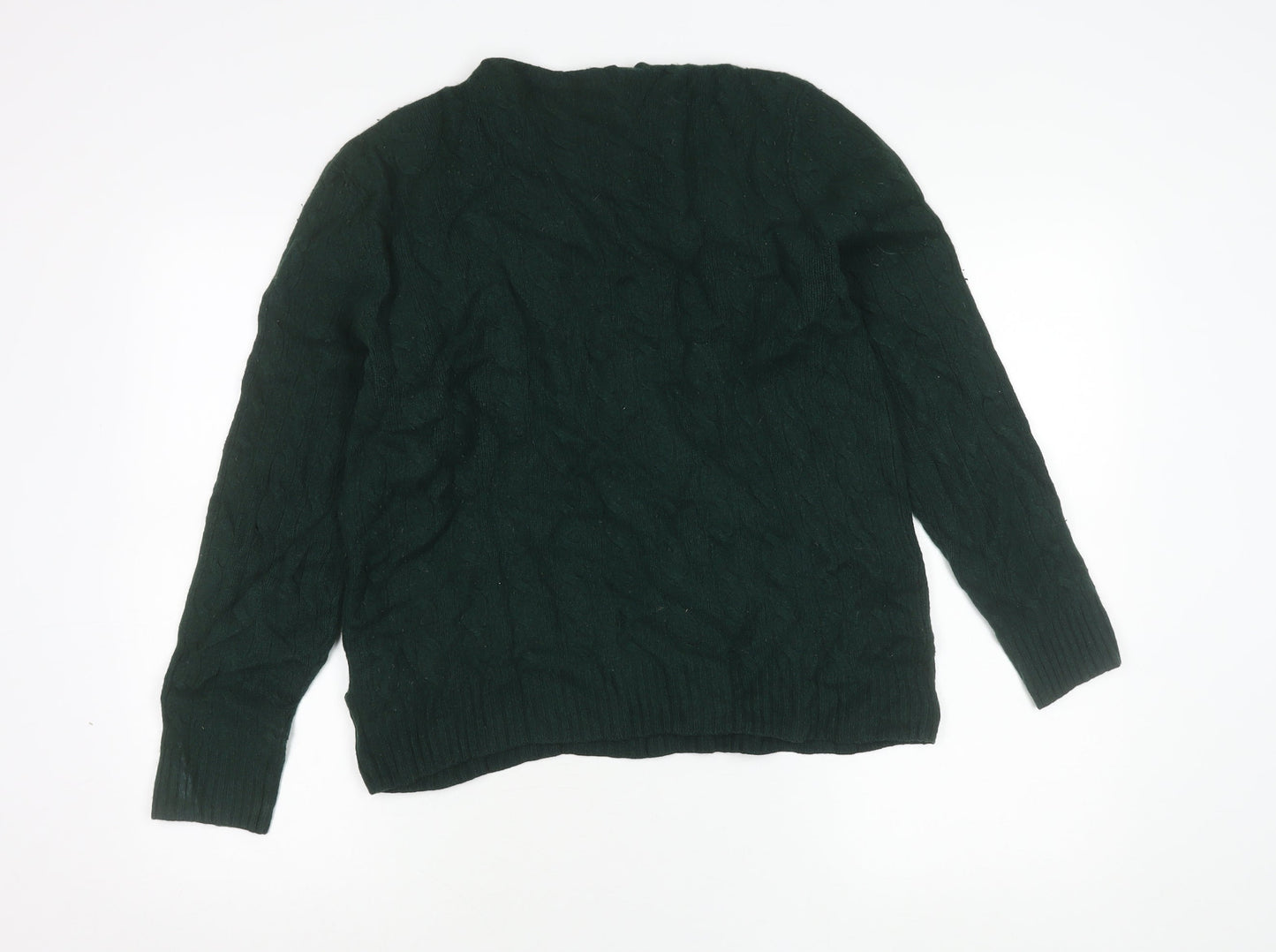Ralph Lauren Womens Green Cable-Knit Merino Cashmere Jumper L