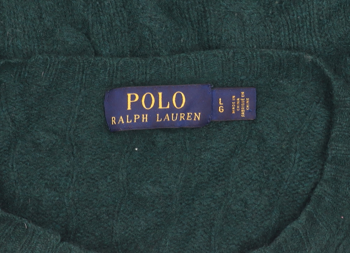 Ralph Lauren Womens Green Cable-Knit Merino Cashmere Jumper L