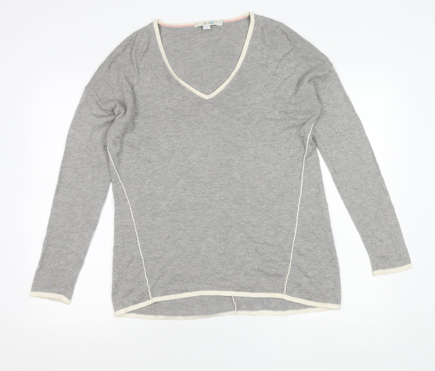 Boden Women’s Grey Wool Blend V-Neck Jumper Size M Casual Knitwear