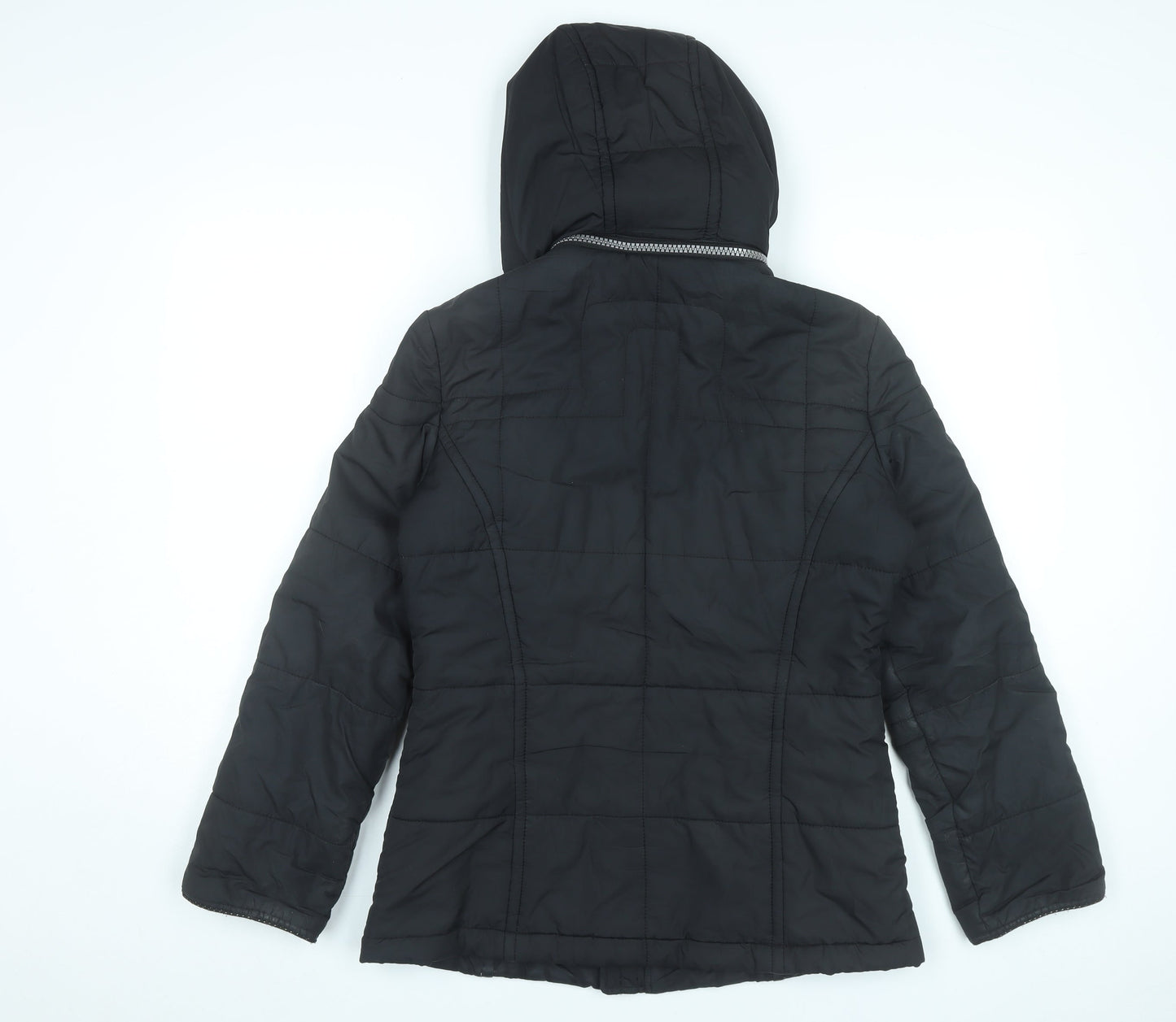 Mexx Womens Black Size 8 Mid-Length Hooded Puffer Jacket