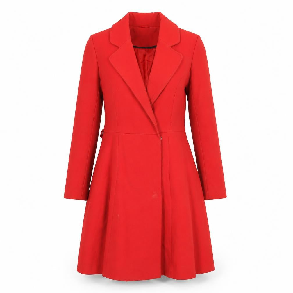 Miss Selfridge Women Red Long Coat UK 8 Classic Overcoat