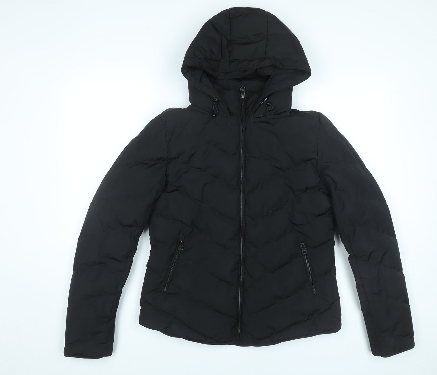 Tokyo Laundry Womens Black Size 12 Puffer Jacket Hooded Polyester