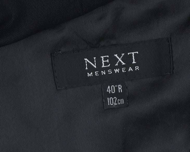 Next Mens Black Wool Blazer 40R Jacket Regular Fit Notch Lapel