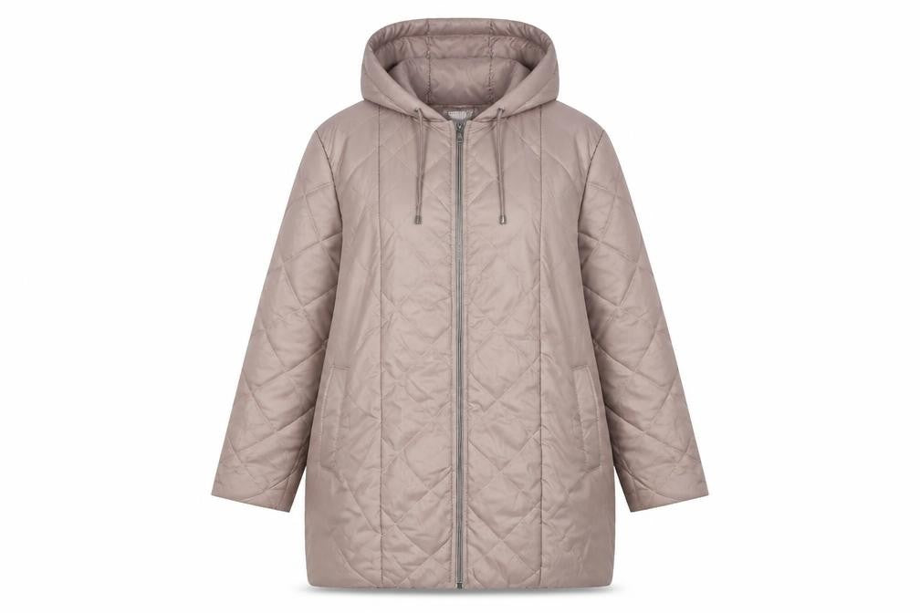 Anne de Lançay Womens Brown Quilted Puffer Coat L Hooded Jacket