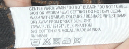 Fat Face Women’s Black Animal Print Blouse UK 8 Short Sleeve