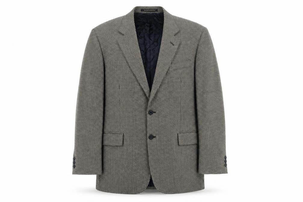 Marks and Spencer Men Beige Check Wool Blazer Jacket 42 Long