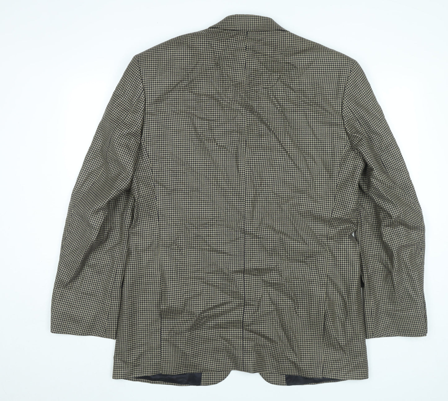 Marks and Spencer Men Beige Check Wool Blazer Jacket 42 Long