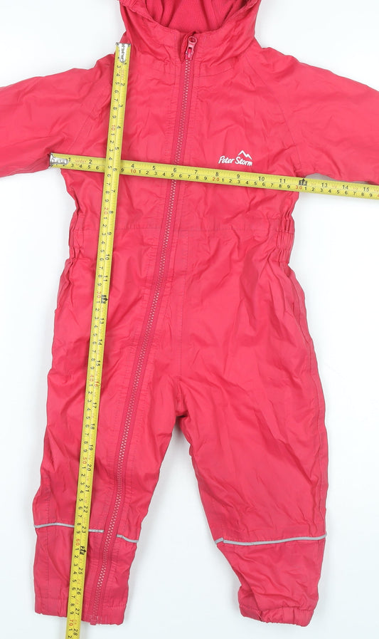 Peter Storm Unisex Baby Pink 12-18M Snowsuit Hooded Winter Lined Zip