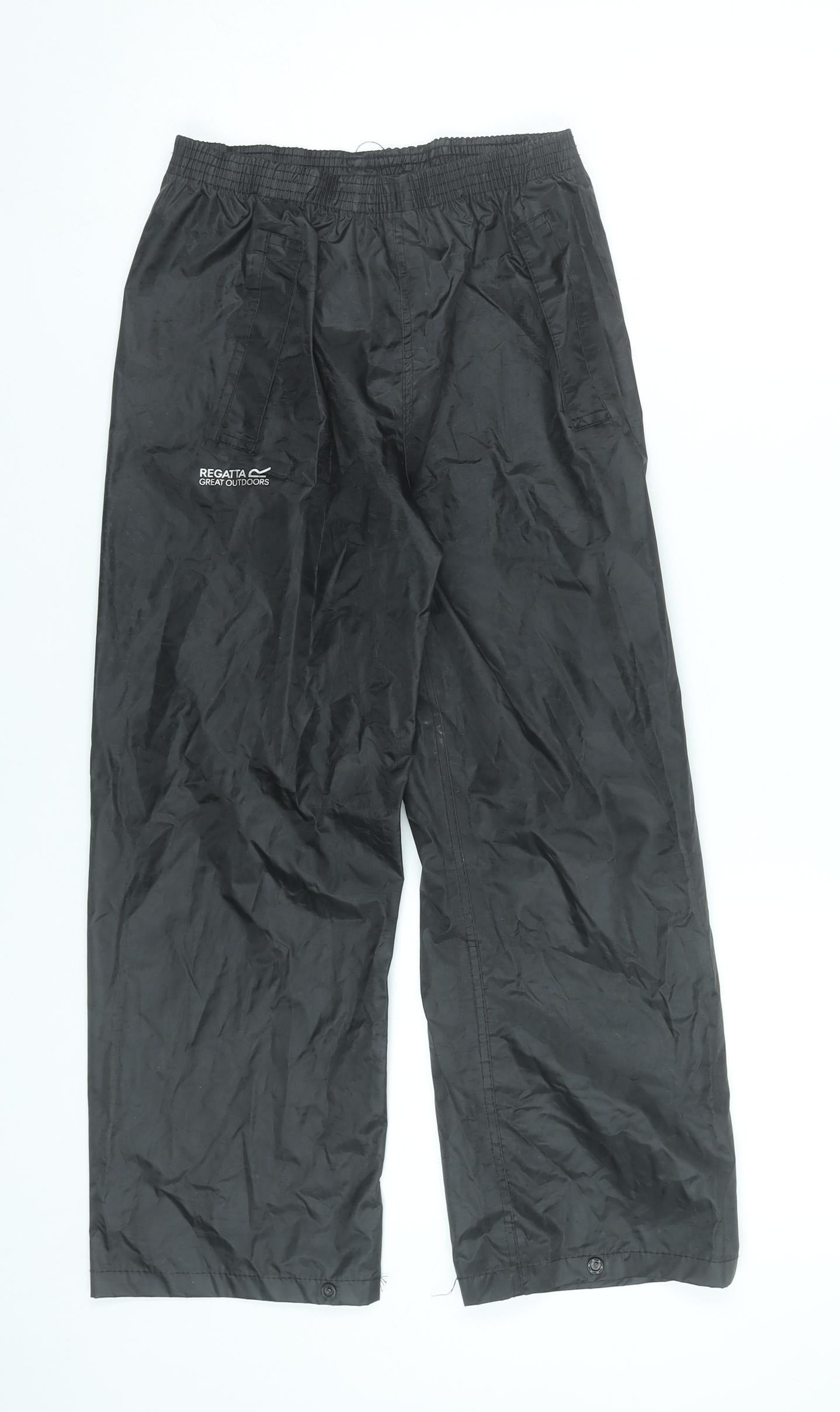 Regatta Boys Black Waterproof Rain Trousers 7 Years Outdoor Hiking