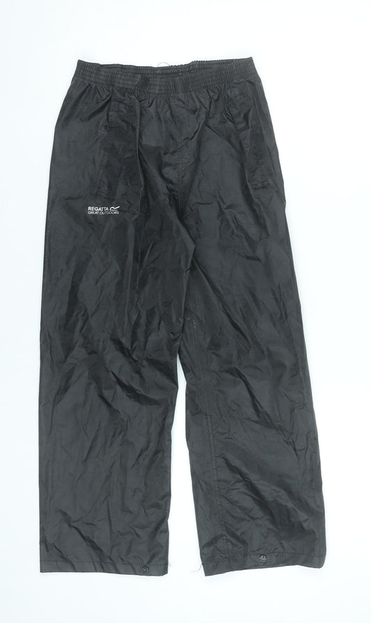 Regatta Boys Black Waterproof Rain Trousers 7 Years Outdoor Hiking