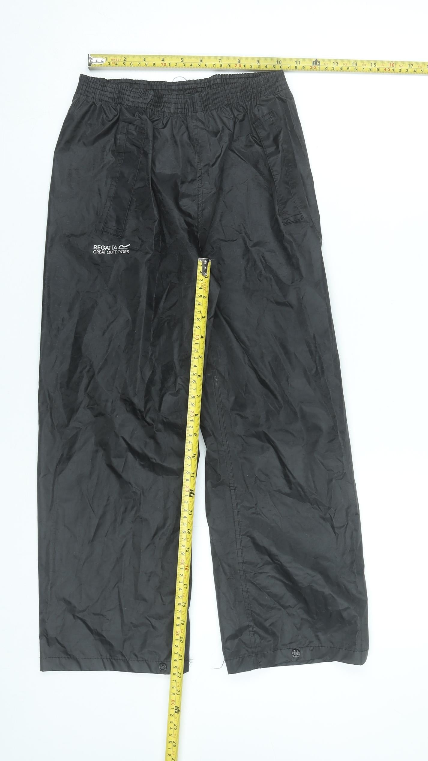 Regatta Boys Black Waterproof Rain Trousers 7 Years Outdoor Hiking