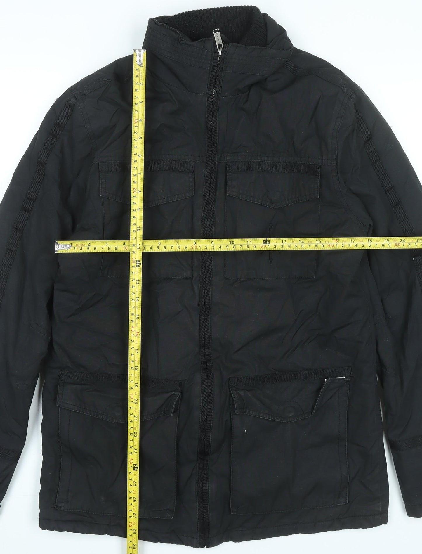 Firetrap Men’s Black Military Jacket Size M Cotton Casual Workwear