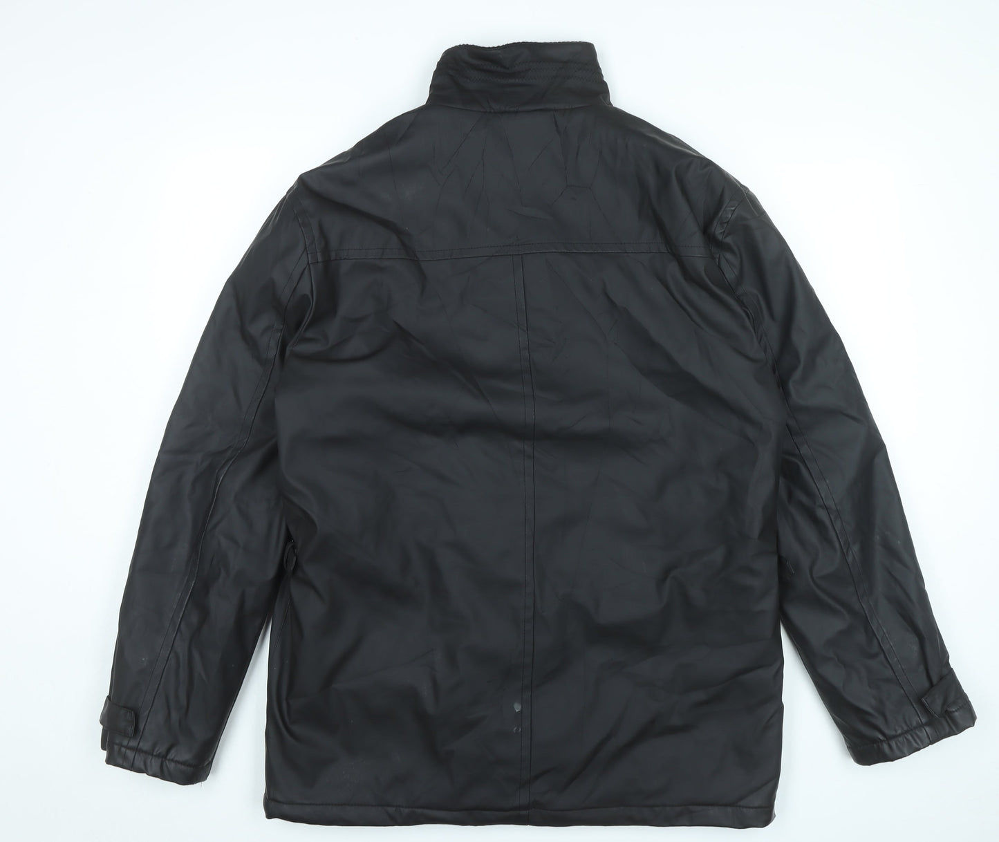 Feraud Men's Black Military Jacket L PU Mid-Length Casual Travel
