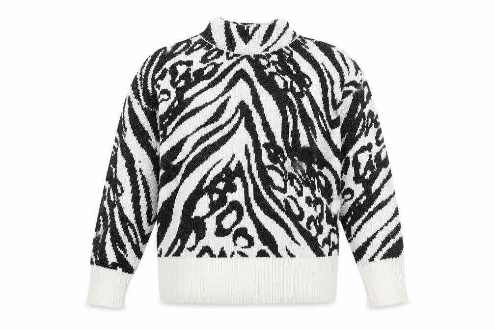 Star by Julien Macdonald Womens Black Animal Print Mock Neck Jumper Size S