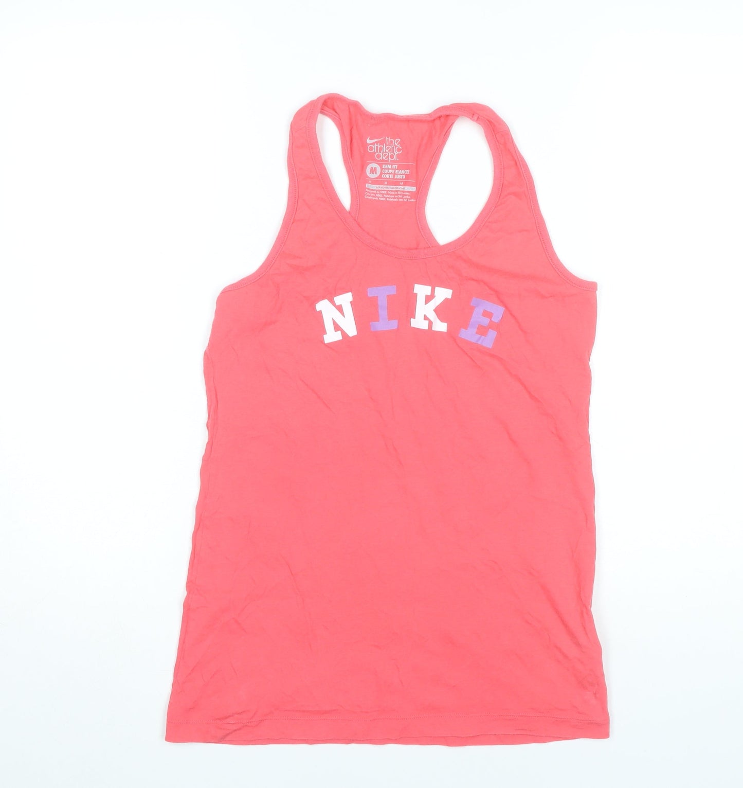 Nike Womens Pink Slim Fit Racerback Cotton Tank Top Size M
