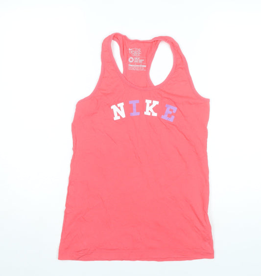 Nike Womens Pink Slim Fit Racerback Cotton Tank Top Size M