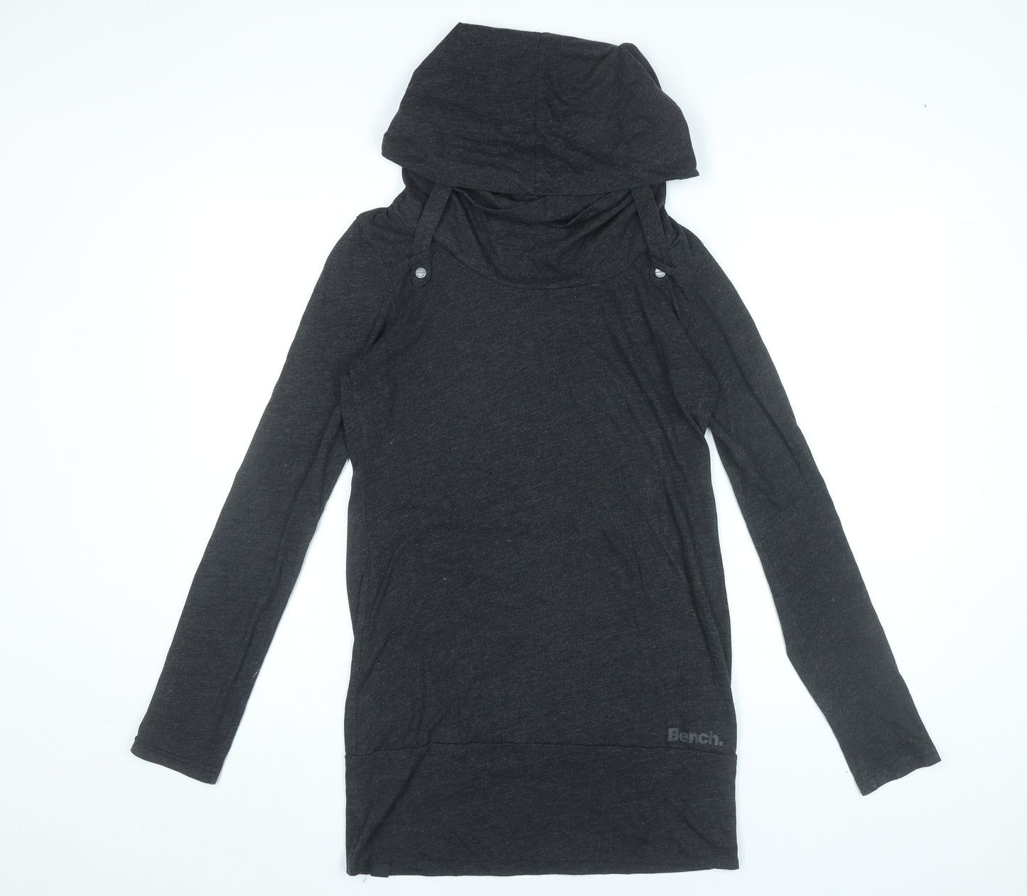 Bench Womens Black Small Long Sleeve Hoodie T-Shirt Dress