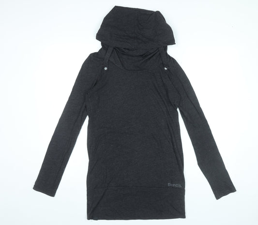 Bench Womens Black Small Long Sleeve Hoodie T-Shirt Dress
