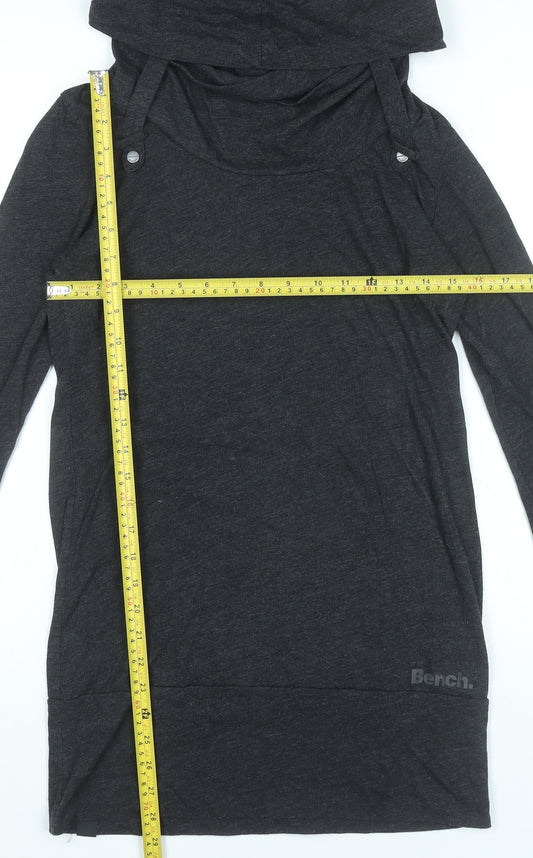 Bench Womens Black Small Long Sleeve Hoodie T-Shirt Dress