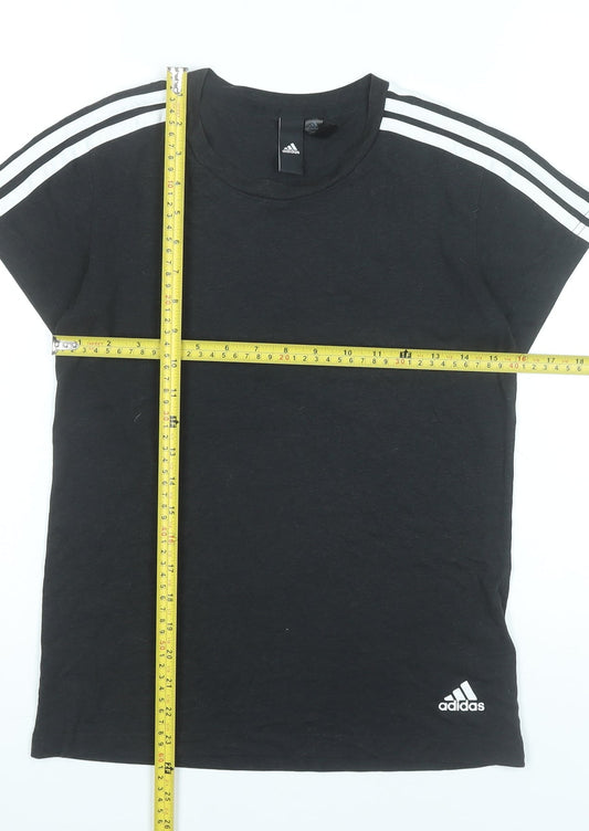 Adidas Womens Black T-Shirt Size 10 Short Sleeve Crew Neck Sports Casual