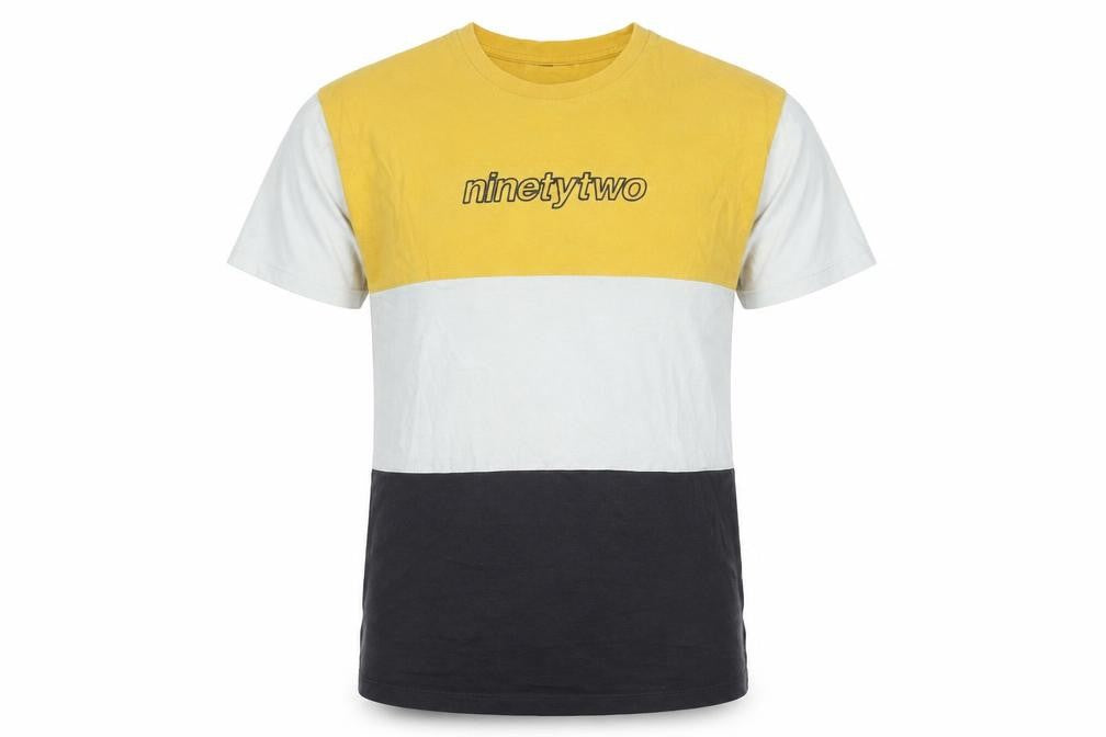 Topman Men's XS Yellow White Black Colourblock Retro T-Shirt