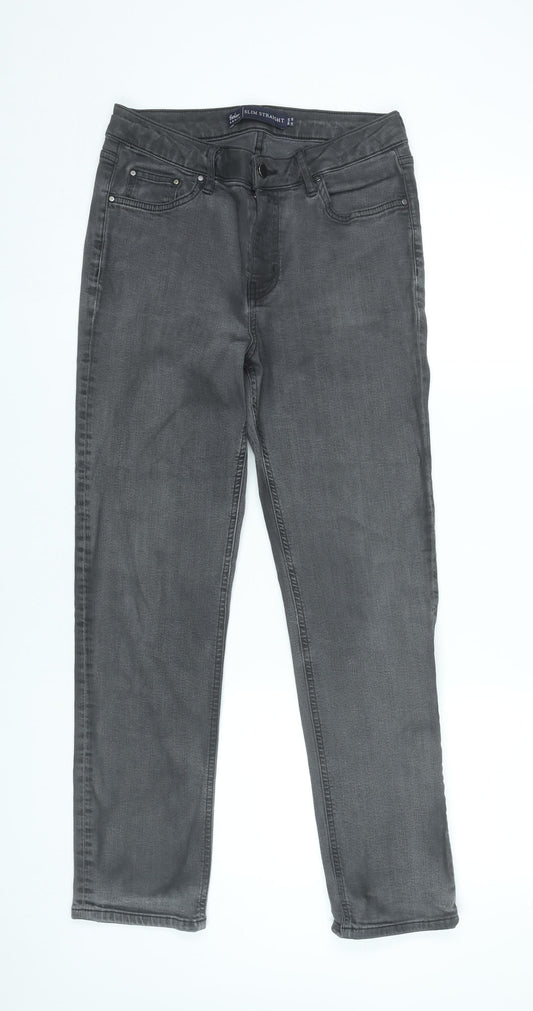 Boden Women Grey Slim Straight Jeans Size 12 Denim Stretch