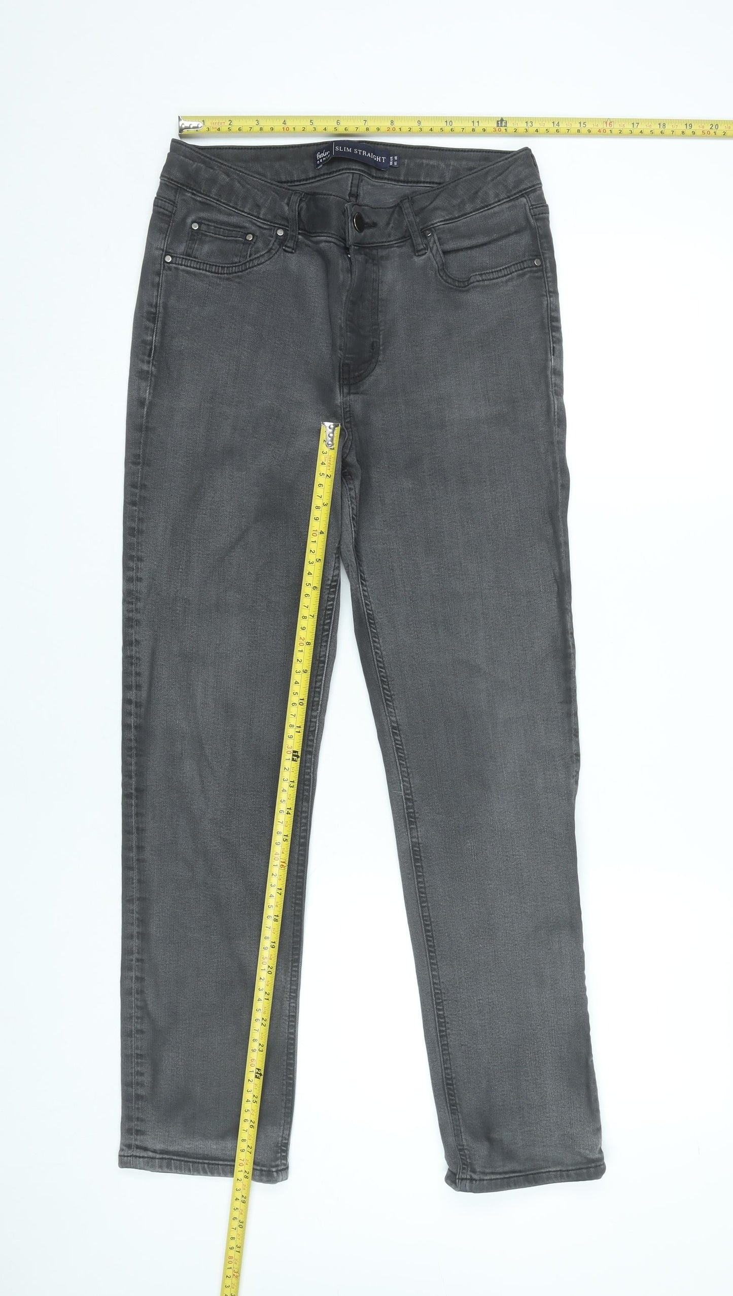 Boden Women Grey Slim Straight Jeans Size 12 Denim Stretch