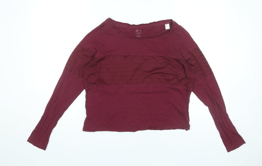 Reebok Womens Red XS Long Sleeve Pullover Activewear Top