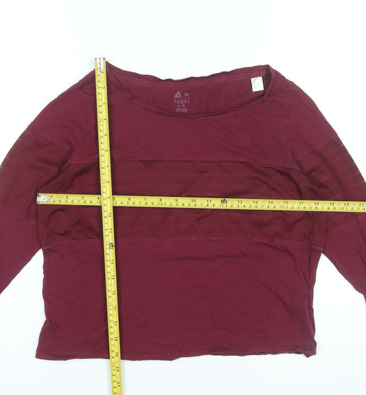 Reebok Womens Red XS Long Sleeve Pullover Activewear Top