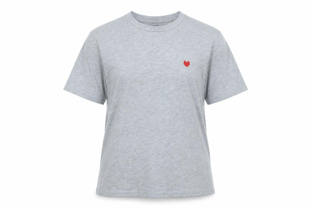 The Neighbour Goods Womens Grey Cotton Heart Embroidered T-Shirt M