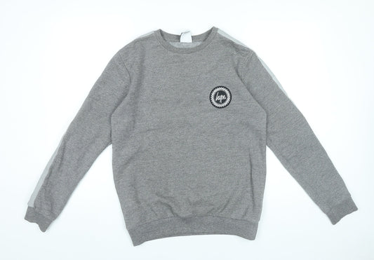 Hype Women Grey Small Pullover Sweatshirt Logo Long Sleeve