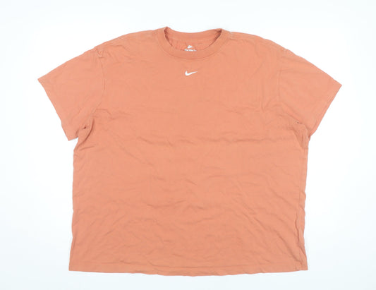 Nike Women's Orange XL Basic Crew Neck Cotton T-Shirt