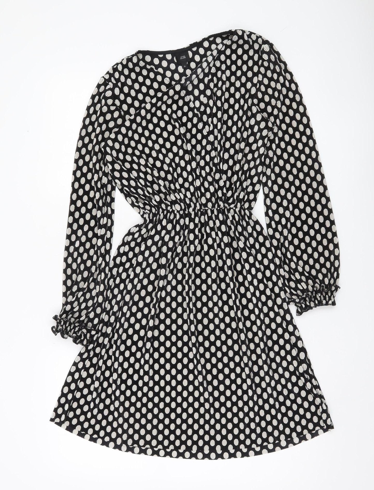 River Island Women’s Black Polka Dot A-Line Short Dress Size 10