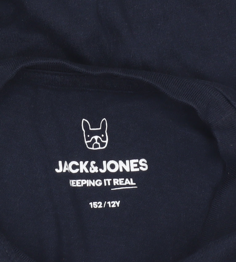 Jack & Jones Boys Blue Logo T-Shirt 12 Years Short Sleeve Crew Neck