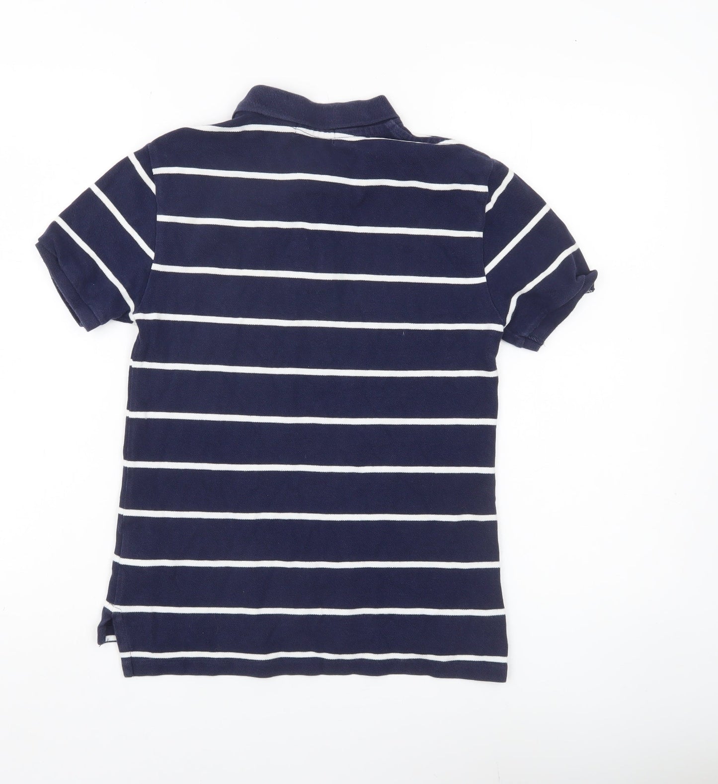 Ralph Lauren Teens Blue Striped Polo Shirt Size 10-12 Cotton