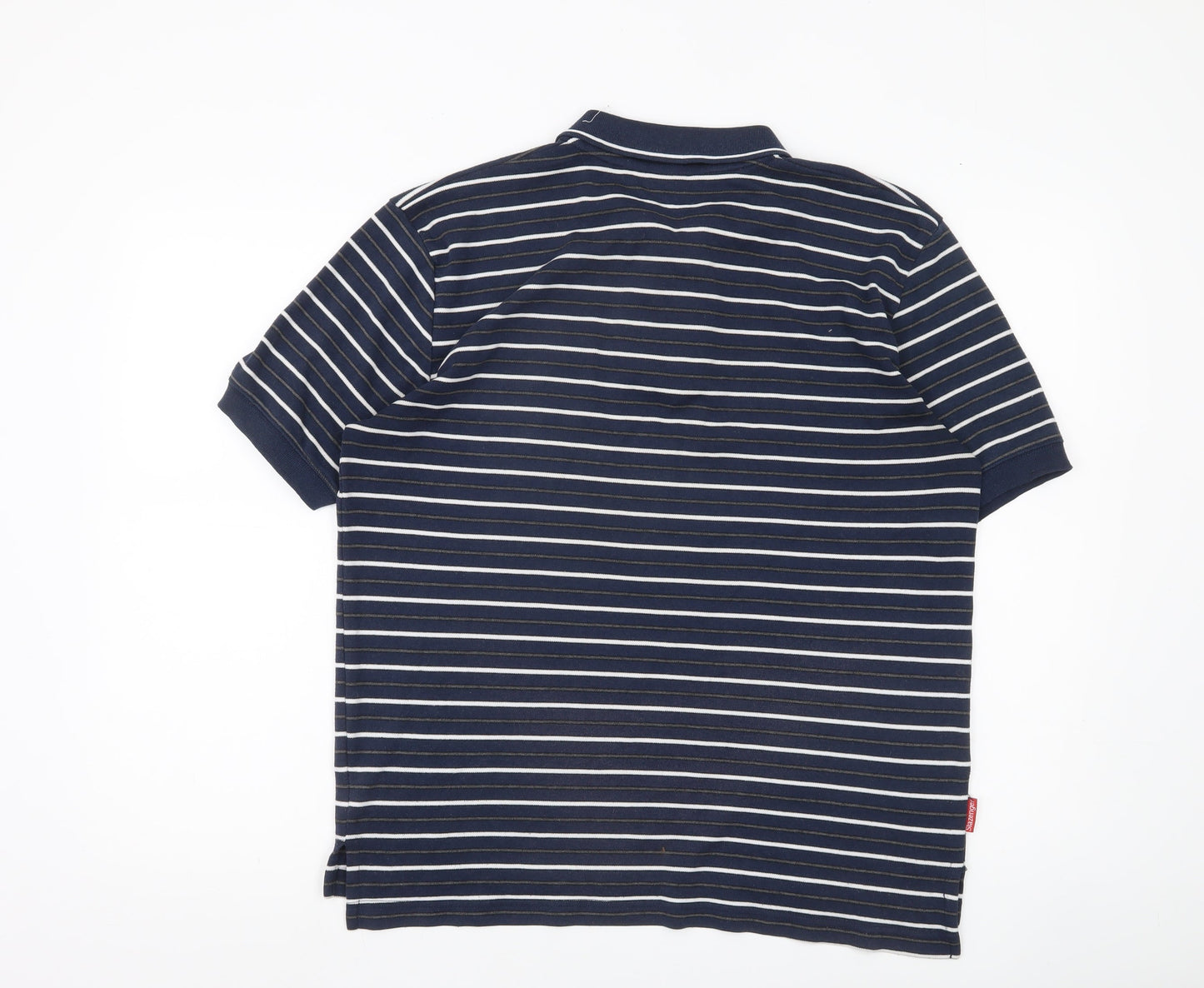 Slazenger Men’s Blue Striped Polo Shirt M Short Sleeve Cotton