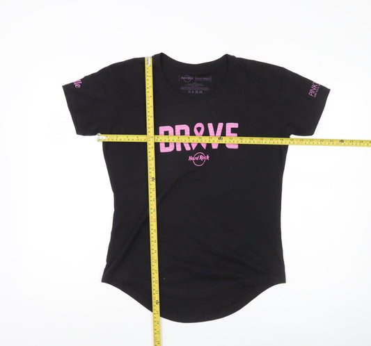 Hard Rock Womens Black PINKTOBER Brave T-Shirt Size S Short Sleeve