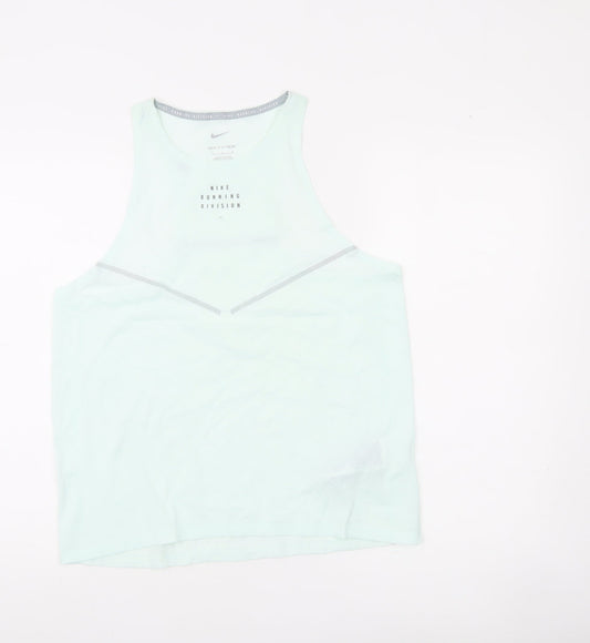 Nike Womens Green Running Division Tank Top Size M Dri-Fit Slim Fit