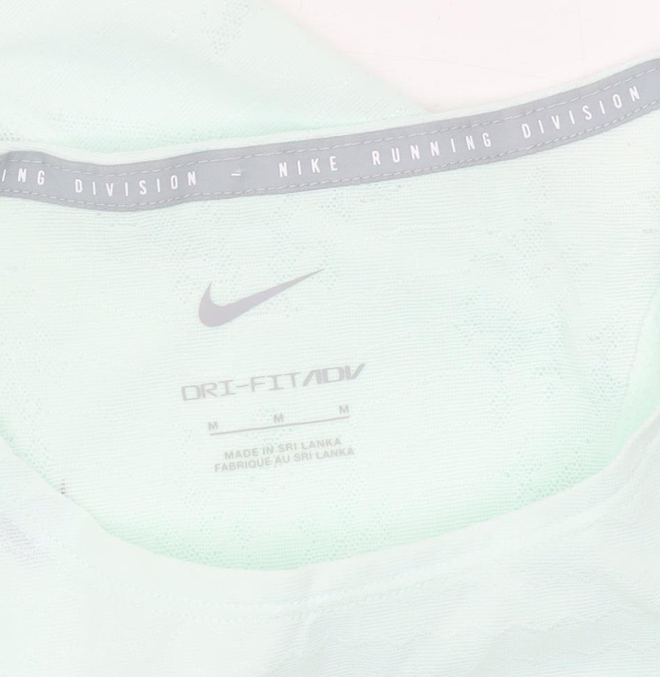 Nike Womens Green Running Division Tank Top Size M Dri-Fit Slim Fit